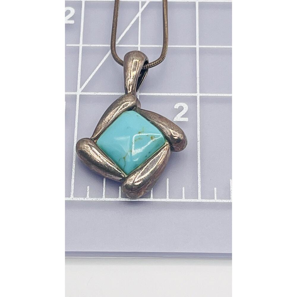 925 Silver Necklace Irregular Rectangle Pendant B… - image 2